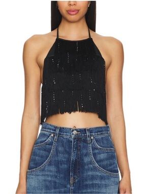 NBD Brynne fringe halter